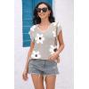 imageDisamer Womens Short Sleeve Sweater Tops 2025 Summer Sleeveless Vests Loose fit Tank Cap Sleeve Knit Spring OutfitsDaisy Khaki