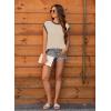imageDisamer Womens Summer Cap Sleeve Tops Sleeveless Sweater Vest Casual Loose Fit Striped Knit Lightweight PulloverBraid Apricot