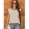 imageDisamer Womens Summer Cap Sleeve Tops Sleeveless Sweater Vest Casual Loose Fit Striped Knit Lightweight PulloverBraid Apricot