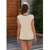 imageDisamer Womens Summer Cap Sleeve Tops Sleeveless Sweater Vest Casual Loose Fit Striped Knit Lightweight PulloverBraid Apricot