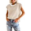 imageDisamer Womens Summer Cap Sleeve Tops Sleeveless Sweater Vest Casual Loose Fit Striped Knit Lightweight PulloverPure Apricot