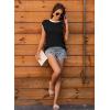 imageDisamer Womens Summer Cap Sleeve Tops Sleeveless Sweater Vest Casual Loose Fit Striped Knit Lightweight PulloverPure Black