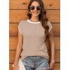 imageDisamer Womens Summer Cap Sleeve Tops Sleeveless Sweater Vest Casual Loose Fit Striped Knit Lightweight PulloverPure Brown