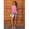 imageDisamer Womens Summer Cap Sleeve Tops Sleeveless Sweater Vest Casual Loose Fit Striped Knit Lightweight PulloverPure Pink
