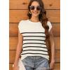 imageDisamer Womens Summer Cap Sleeve Tops Sleeveless Sweater Vest Casual Loose Fit Striped Knit Lightweight PulloverStripe Apricot