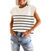imageDisamer Womens Summer Cap Sleeve Tops Sleeveless Sweater Vest Casual Loose Fit Striped Knit Lightweight PulloverStripe Apricot
