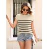imageDisamer Womens Summer Cap Sleeve Tops Sleeveless Sweater Vest Casual Loose Fit Striped Knit Lightweight PulloverStripe Khaki