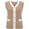 imageDisamer Sweaters Vest Tops for Women 2025 Summer Sleeveless T Shirts Button Down Cardigans Casual Knit Spring ClothesBrown