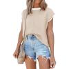 imageDisamer Womens Summer Cap Sleeve Tops Sleeveless Sweater Vest Casual Loose Fit Striped Knit Lightweight PulloverPure Apricot