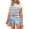 imageDisamer Womens Summer Cap Sleeve Tops Sleeveless Sweater Vest Casual Loose Fit Striped Knit Lightweight PulloverStripe Apricot