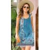 imageSummer Dresses for Women 2025 Sundresses Sleeveless Beach Swimsuit Cover Ups Spring Casual Loose Tank Tshirt Sun DressFlower Wallpaper Blue