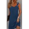 imageSummer Dresses for Women 2025 Sundresses Sleeveless Beach Swimsuit Cover Ups Spring Casual Loose Tank Tshirt Sun DressPure Blue
