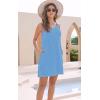 imageSummer Dresses for Women 2025 Sundresses Sleeveless Beach Swimsuit Cover Ups Spring Casual Loose Tank Tshirt Sun DressStripe Blue