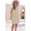 imageSummer Dresses for Women 2025 Sundresses Sleeveless Beach Swimsuit Cover Ups Spring Casual Loose Tank Tshirt Sun DressStripe Khaki
