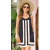 imageSummer Dresses for Women 2025 Sundresses Sleeveless Beach Swimsuit Cover Ups Spring Casual Loose Tank Tshirt Sun DressStriped Three