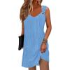 imageSummer Dresses for Women 2025 Sundresses Sleeveless Beach Swimsuit Cover Ups Spring Casual Loose Tank Tshirt Sun DressStripe Blue