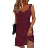 imageSummer Dresses for Women 2025 Sundresses Sleeveless Beach Swimsuit Cover Ups Spring Casual Loose Tank Tshirt Sun DressStripe Red
