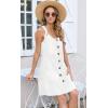 imageDisamer Summer Dresses for Women 2025 Sundresses Beach Swimsuit Coverups Vacation Sleeveless Button Down Spring Sun DressLiu White