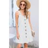 imageDisamer Summer Dresses for Women 2025 Sundresses Beach Swimsuit Coverups Vacation Sleeveless Button Down Spring Sun DressPure White
