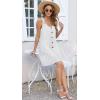 imageDisamer Summer Dresses for Women 2025 Sundresses Beach Swimsuit Coverups Vacation Sleeveless Button Down Spring Sun DressPure White