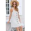 imageDisamer Summer Dresses for Women 2025 Sundresses Beach Swimsuit Coverups Vacation Sleeveless Button Down Spring Sun DressPure White