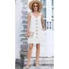 imageDisamer Summer Dresses for Women 2025 Sundresses Beach Swimsuit Coverups Vacation Sleeveless Button Down Spring Sun DressPure White
