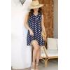 imageDisamer Summer Dresses for Women 2025 Vacation Sundresses Beach Coverups Tunic Sleeveless V Neck Button Down Tshirt DressDot Blue