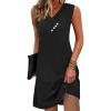 imageDisamer Summer Dresses for Women 2025 Vacation Sundresses Beach Coverups Tunic Sleeveless V Neck Button Down Tshirt DressPure Black