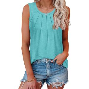 imageDisamer Summer Tank Tops for Women 2025 Loose Fit Casual Cute Printed Sleeveless Shirts Spring Clothes Fashion TunicA Pure Blue