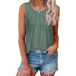 imageDisamer Summer Tank Tops for Women 2025 Loose Fit Casual Cute Printed Sleeveless Shirts Spring Clothes Fashion TunicA Pure Green