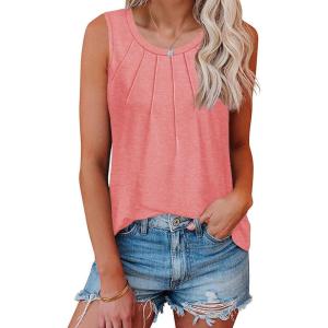imageDisamer Summer Tank Tops for Women 2025 Loose Fit Casual Cute Printed Sleeveless Shirts Spring Clothes Fashion TunicA Pure Pink
