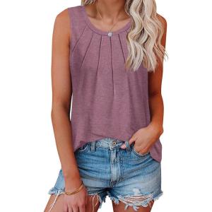 imageDisamer Summer Tank Tops for Women 2025 Loose Fit Casual Cute Printed Sleeveless Shirts Spring Clothes Fashion TunicA Pure Red