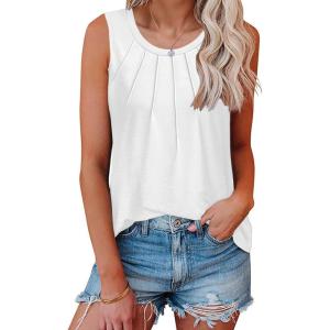 imageDisamer Summer Tank Tops for Women 2025 Loose Fit Casual Cute Printed Sleeveless Shirts Spring Clothes Fashion TunicA Pure White