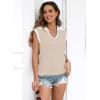 imageDisamer Short Sleeve Sweater for Women 2025 Spring Fashion Striped Sleeveless Vest Casual Tank Tops Summer ShirtsColor Apricot