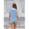imageDisamer Short Sleeve Sweater for Women 2025 Spring Fashion Striped Sleeveless Vest Casual Tank Tops Summer ShirtsColor Blue