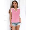 imageDisamer Short Sleeve Sweater for Women 2025 Spring Fashion Striped Sleeveless Vest Casual Tank Tops Summer ShirtsColor Pink