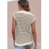imageDisamer Short Sleeve Sweater for Women 2025 Spring Fashion Striped Sleeveless Vest Casual Tank Tops Summer ShirtsStreak Apricot