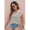 imageDisamer Short Sleeve Sweater for Women 2025 Spring Fashion Striped Sleeveless Vest Casual Tank Tops Summer ShirtsStreak Apricot