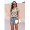 imageDisamer Short Sleeve Sweater for Women 2025 Spring Fashion Striped Sleeveless Vest Casual Tank Tops Summer ShirtsStreak Apricot