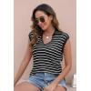 imageDisamer Short Sleeve Sweater for Women 2025 Spring Fashion Striped Sleeveless Vest Casual Tank Tops Summer ShirtsStreak Black