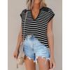 imageDisamer Short Sleeve Sweater for Women 2025 Spring Fashion Striped Sleeveless Vest Casual Tank Tops Summer ShirtsStreak Black