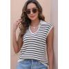 imageDisamer Short Sleeve Sweater for Women 2025 Spring Fashion Striped Sleeveless Vest Casual Tank Tops Summer ShirtsStreak White