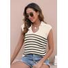 imageDisamer Short Sleeve Sweater for Women 2025 Spring Fashion Striped Sleeveless Vest Casual Tank Tops Summer ShirtsStripe Apricot