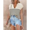 imageDisamer Short Sleeve Sweater for Women 2025 Spring Fashion Striped Sleeveless Vest Casual Tank Tops Summer ShirtsStripe Apricot
