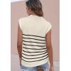 imageDisamer Short Sleeve Sweater for Women 2025 Spring Fashion Striped Sleeveless Vest Casual Tank Tops Summer ShirtsStripe Apricot
