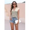 imageDisamer Short Sleeve Sweater for Women 2025 Spring Fashion Striped Sleeveless Vest Casual Tank Tops Summer ShirtsStripe Apricot