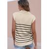 imageDisamer Short Sleeve Sweater for Women 2025 Spring Fashion Striped Sleeveless Vest Casual Tank Tops Summer ShirtsStripe Khaki