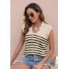 imageDisamer Short Sleeve Sweater for Women 2025 Spring Fashion Striped Sleeveless Vest Casual Tank Tops Summer ShirtsStripe Khaki