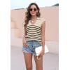 imageDisamer Short Sleeve Sweater for Women 2025 Spring Fashion Striped Sleeveless Vest Casual Tank Tops Summer ShirtsStripe Khaki