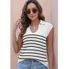 imageDisamer Short Sleeve Sweater for Women 2025 Spring Fashion Striped Sleeveless Vest Casual Tank Tops Summer ShirtsStripe White